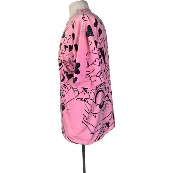 Vintage 1994 Taz Pink Hearts T-Shirt Tasmanian - Picture 2 of 7